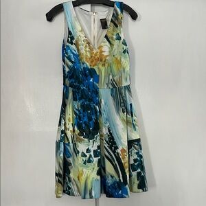 Topshop Blue and Yellow Abstract Mini Dress